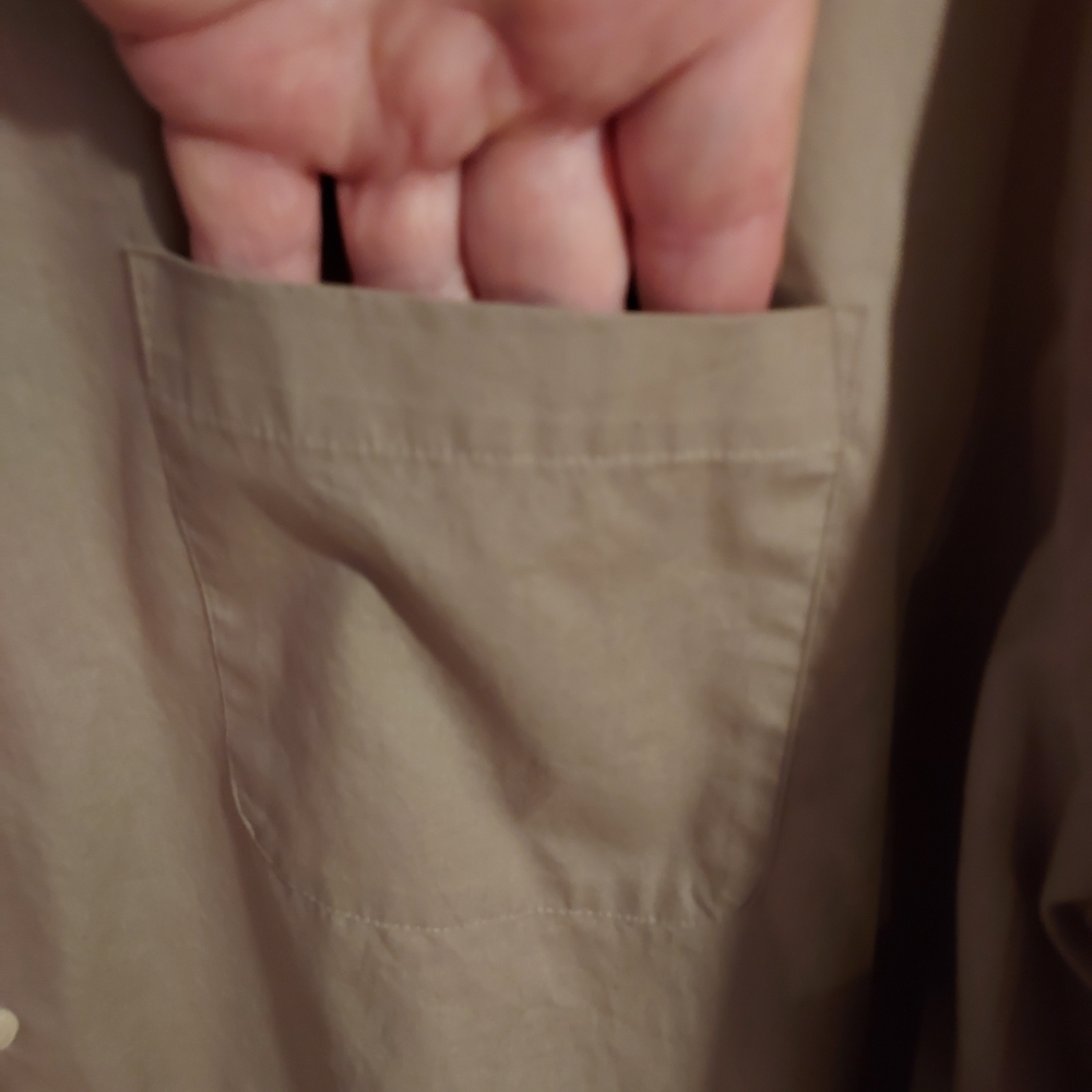 Croft & Barrow - Button-Down, Men's Shirt, XXL, Long Sleeve, Mode (Dark) Beige. - Picture 8 of 11